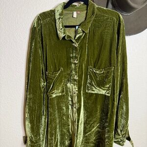 NWT Pilcro for Anthropologie velvet button down shirt - 3x